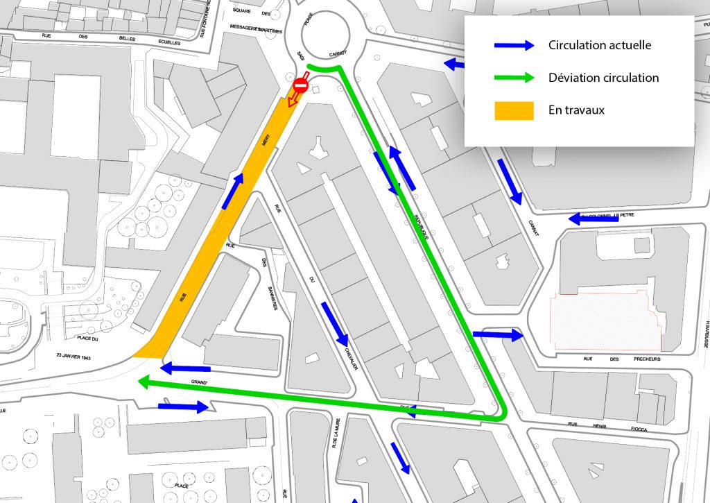 Carte déviation Rue Mery