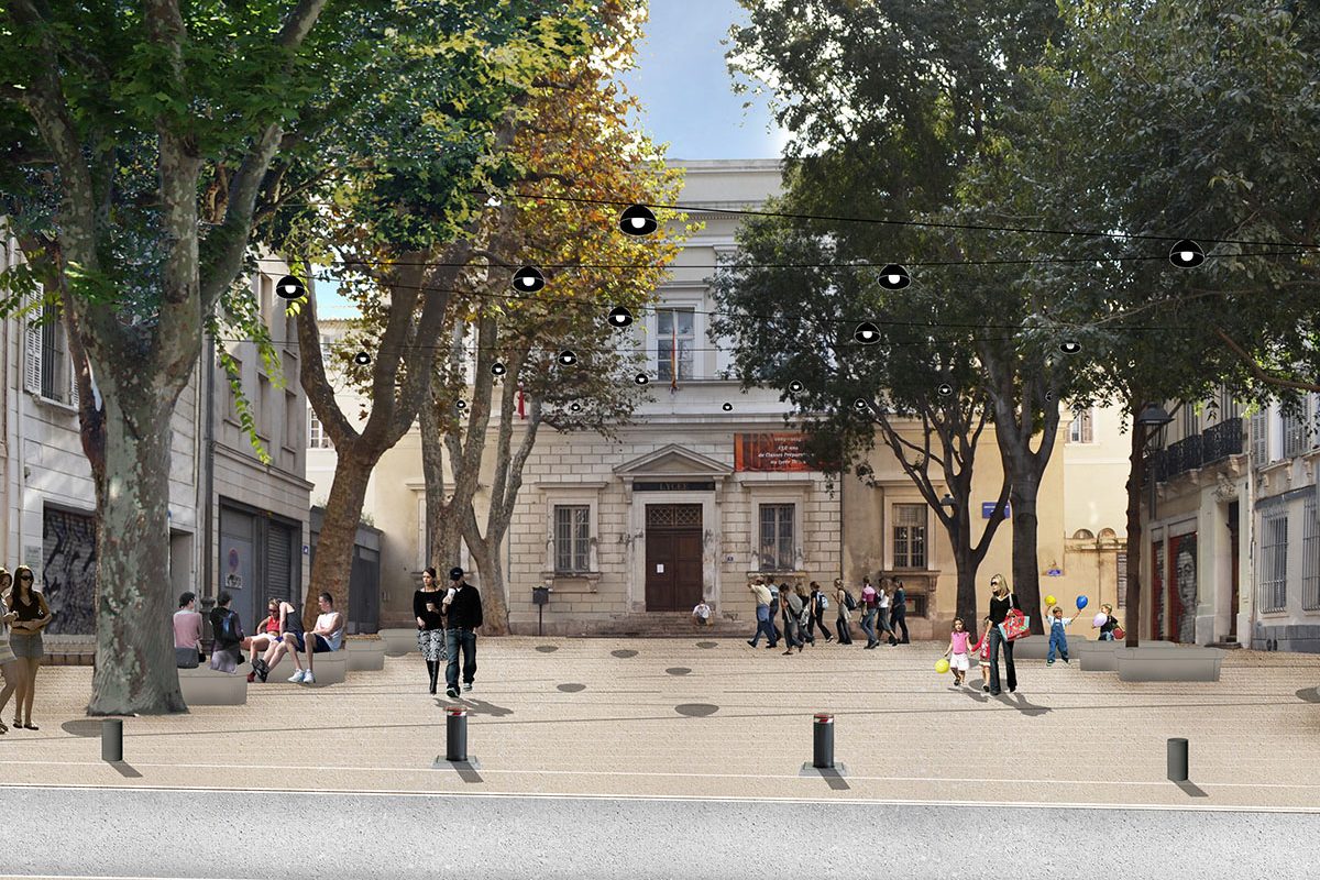 Place du Lycée Thiers depuis la rue Mazagran - Après
